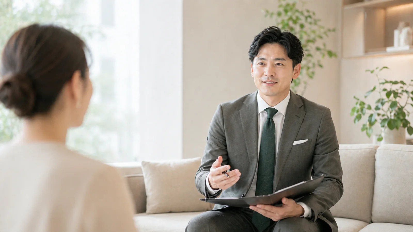 司法書士が相談者に説明している様子